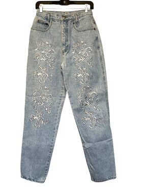 Vintage DMode Classix Embroidered Light Wash Womens Mom Jeans Size 9/10